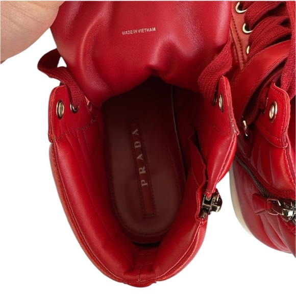 Prada Mens Leather High Top Sneakers Shoes - Picture 11 of 13